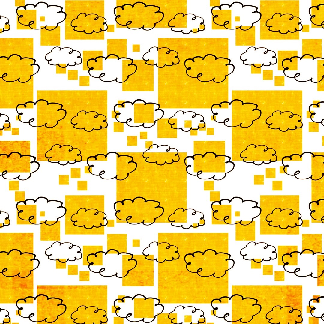 Illustration représentant des nuages sur fond blanc et jaune